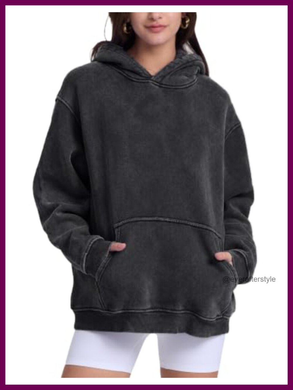 Oversized Acid Wash Hoodie Heavyweight Fleece Cotton Unisex Sweatshirt